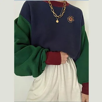 Sieviešu Fall 2023 Zaļā krāsā ar garām Piedurknēm Trikotāža Gadījuma Modes Raibs Jaka Džemperis Sieviešu Jauns korejiešu Y2k Džemperi sporta Krekls