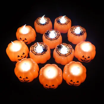 6Pcs 4.8*2.7 cm Ķirbju LED Gaismas Halloween Dekoru Rotājumi Mirgo Flameless Svece Nakts Lampas Puse Bar Dekorēšanas Piederumi