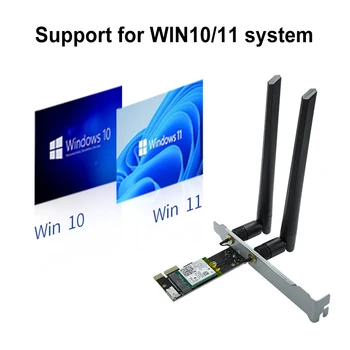 WiFi6E PCIE WiFi Karti 2.4 G/5.8 G/6GHz Tīkla Kartes Adapteris Bluetooth saderīgu 5.3 Ārējā Antena Desktop PC