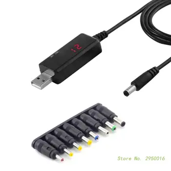 USB DC Strāvas Kabelis, USB, lai 8PCS DC Jack Uzlādes Adaptera Vadu DC5V uz 12V Led Displejs 9V par Maršrutētāju Mini Ventilators Skaļrunis