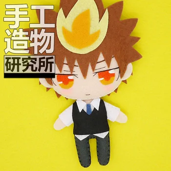 Anime HITMAN ATDZIMIS! Sawada Tsunayoshi 12cm Mini Keychain Lelle ar rokām Darinātas Rotaļlietas, Plīša Pildījumu Rotaļlieta DIY Lelle Materiāls Iepak Bērniem Dāvanu