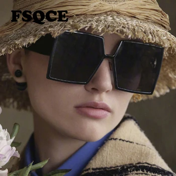 FSQCE Lielgabarīta Toņos Sieviešu Saulesbrilles Modes Laukumā Brilles Liels Rāmis Vintage Retro Sunglass Sieviešu Unisex Oculos Feminino