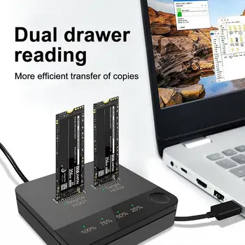 USB 3.1 M. 2 SATA NVME Dual-Bay SSD Būra Doka Stacijas Clone Drive NVME Valsts Offline Cietā Lasītājs HDD Datu Krātuves Diska Kopētājs