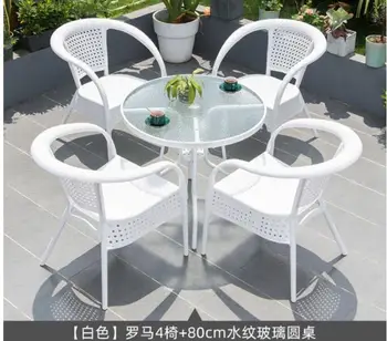 Āra Galds un krēsls, Pagalmā jumta ar saulessargu gadījuma nav rotangpalmas krēsls trīs gabals, kas balkons tējas Galda un krēslu