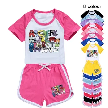 Burtu Mācība 100-170CM Jauns T-krekls+Šorti Ikdienas, Sporta Tērps Bērniem Boutique Apģērbu Vairumtirdzniecība Bērnu Meitene Topi Set Boys Tshirt