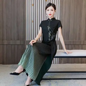 2023 ķīnas lielgabarīta sieviešu qipao uzlabota cheongsam kleita sieviešu vasaras retro dienas elegants puse ao dai qipao kleita