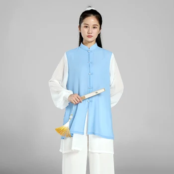 Tai Chi, Apģērbi Sievietēm, Ušu Drēbes Kung Fu Konkurences Drēbes, Cīņas Mākslas Vienotu Rieva Bez 2023 zila