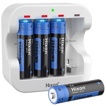 Hixon--4pc 3500mWh 1,5 V AA Litija-jonu Akumulators 4 Slots Lādētāju, Lai Peles, Akumulatoru Nomaiņa Ražotājiem Tiešo tirdzniecību,