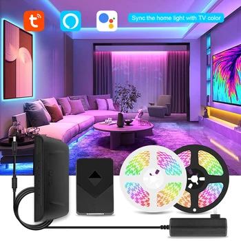 Apkārtējā TV LED Apgaismojums 32~85 collu Televizoriem PC&WiFi Smart LED Strip Gaismas Griestu/Jumta/Kabineta/Dīvāns Strādā ar Alexa&Google