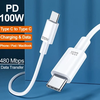 PD100W Tips C C Tipa Ātrās Uzlādes Datu Kabelis Xiaomi POCO Huawei, Samsung OPPO Lādētāju, USB C Vadu MacBook Pro IPad Pro