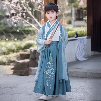 Ķīniešu Stilā Posmā Valkā Tang Uzvalks Zēniem Hanfu Bērniem Veikt Kostīmu Tradicionālā Fotogrāfija Apģērbi