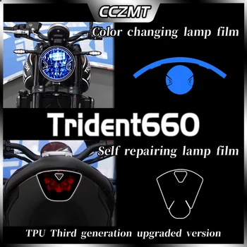 Par TRIUMPH Trident 660 Lukturu Plēves, Caurspīdīgs Aizsardzības Plēves Kūpinātas Melnās Lampas Filmu Uzstādot Atpakaļskata Spogulis