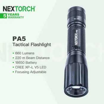 Nextorch PA5 360° Koncentrējoties Regulējams USB Lādējamu Bateriju, 660LM ar 18650 Akumulatoru Kempings, pašaizsardzība, EDC