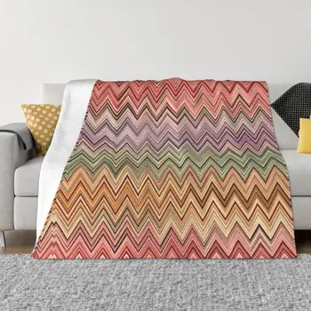 Boho Mūsdienu Zig Zag Ultra-Soft Fleece Mest Segu Silts Flaneļa Multicolor Mūsdienu Segas Guļamistabu Mājas Dīvāna Pārklāji