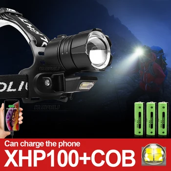 Liela Jauda, Lukturis Super Spilgti LED priekšējie Lukturi COB Teleskopiskie USB Lādējams Galvas Lukturis Āra Zvejas Kempings Galvas Lukturi