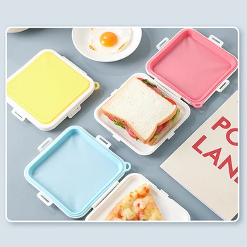 Portatīvo Sandwich Grauzdiņš Bento Lodziņā Atkārtoti Silikona Sviestmaižu Kārba Videi Draudzīgas Pusdienas, Pārtikas Konteineru Microwavable Dinnerware