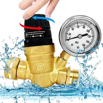 1 IESTATIET Regulējams Ūdens Spiediena Regulators Ūdens Spiediena regulēšanai, Piegādes Misiņa Ūdens Reduktora Par RV