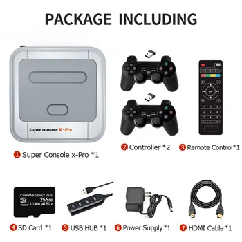 X-PRO retro TV spēļu konsole atbalsta 50,000 spēles, atbalsta plaša spēle ps1 emulatori, psp n64 DC dual wireless 2.4 g ps rokturis