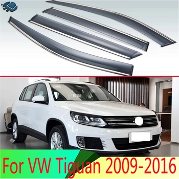 VW Tiguan 2009-2016 Auto Piederumi Plastmasas Ārējo Sejsegu Ventilācijas Žalūzijas Logu, Saule, Lietus Aizsargs Deflektoru 2010 2011 2012 2013