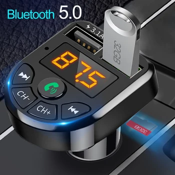 Smieklīgi Automašīnas Bluetooth 5.0 FM Raidītājs Automašīnas Komplektu MP3 Modulators Atskaņotājs, Bezvadu Brīvroku sistēmas Audio Uztvērējs Dual USB Fast Charger 3.1