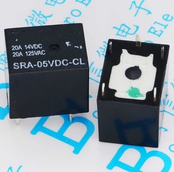 5gab SRA-05VDC-CL 5 VDC 20A Black Power relay PCB Tips T74-5V 5 pēdas SRA-5 VDC-CL 20A 125VAC Melno releju
