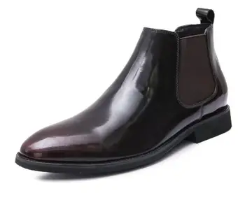 Jaunas vīriešu kurpes norādīja toe potītes vīriešu zābaki īstas ādas high-top ikdienas apavi chelsea zābaki, darba zābaki