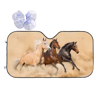 Skaisto Zirgu Darbojas Radošās Priekšējā stikla Saulessargs 70x130cm Galloping Dzīvnieku Mīļotājiem Alumīnija Folijas Saulessargs Sejsegu, Auto pārsegi