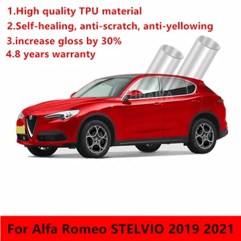ZHUAIYA Auto Virsbūves TPU Krāsas Aizsardzības Plēves Uzlīme Sevis Dziedināšanas PPF 7.5 bieza Par Alfa Romeo STELVIO 2019 2021 Āboliņš