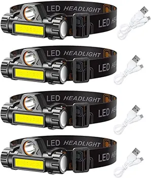Pocketman Q5+COB LED Headlampsb USB Lādējamu Lukturu Ūdensizturīgs Galvas Lampas Riteņbraukšanas Tūrisma Pārgājieni Avārijas Darbojas