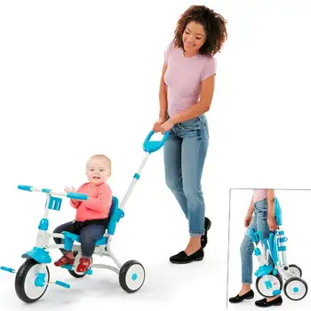 'n Go Trike Zilā krāsā, Konvertējamās Tricikls maziem bērniem, ar 3 Posmi Izaugsmi - Bērniem Zēni Meitenes Vecumā 12 Mēnešiem līdz 5 Gadiem Ol