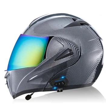 Ražotāji pārdot ASV transporta DEPARTAMENTS/ES EEK sertificētu bezvadu motocikla ķivere imitācija oglekļa šķiedras krāsains spoguļa pilnā ķivere
