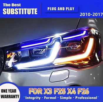 Auto Lukturi BMW X3 F25 LED Lukturu 2010-2017 Lukturi X4 F26 F98 dienas gaitas lukturi Pagrieziena Signāla Augsta Gaismas Eņģelis Acu Projektora Objektīvs