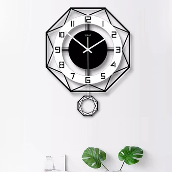 Pielāgot Akumulatora Barošanu Sienas Pulkstenis Black Art Neparasta Modes Sienas Pulkstenis Ar Svārstu Ciparu Reloj De Salīdzinot Istabas Decorarion