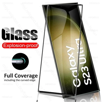 9D Rūdīta Stikla Samsung Galaxy S23 S 23 Ultra 23Ultra S23Ultra S23+ 5G 2023 Ekrāna Aizsargs, sprādziendrošas HD Filmu Vāciņu