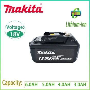 Oriģināls Makita 18V 6.0 AH 5.0 AH 4.0AH3.0AH Uzlādējams elektroinstrumentus Akumulatora LED Litija Jonu Rezerves LXT BL1860B BL1860 BL1850