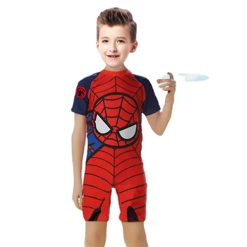 Brīnums Zirnekļcilvēka karikatūra liels bērnu saules aizsardzības konservatīvu augsti elastīgs ūdensnecaurlaidīgs viengabala bokseris peldkostīmu beachwear