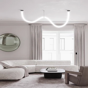 LED Home Deco Minimālisms DIY Elastīgu Baltā Caurule Lustras Apgaismojums Karājas Lampas Piekare Gaismeklis Lampen, Lai Dzīvojamā Istaba