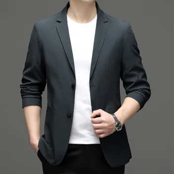 6616-2023 Vīriešu uzvalku uzvalks pavasara jaunu uzņēmējdarbības profesionālo vīriešu uzvalks jaka gadījuma korejiešu versiju uzvalks