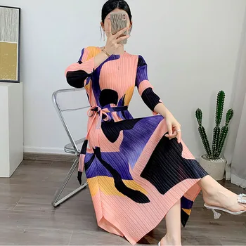 MUHUIZI Kroku Sieviešu 2023 Jaunu Vasaras Modes Vecuma franču Kleitu Dizaina Vecākais Nelielu Maņu Rietumu Īsām Piedurknēm kaftan