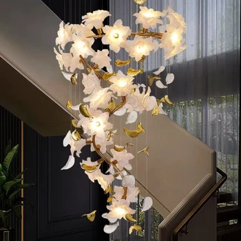 Mūsdienu Luksusa Kristāla Griestu Lustra Radošā Ziedu LED Pendant Gaismas Dzīvojamā Istaba Dekori Hetel Māja, Kāpņu telpa Lampas