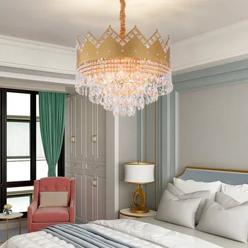 Eiropas stila franču lustra zelta radošo kristāla lustra dzīvojamā istabā, ēdamistabas, guļamistabas kārta vainaga crystal LED lampas