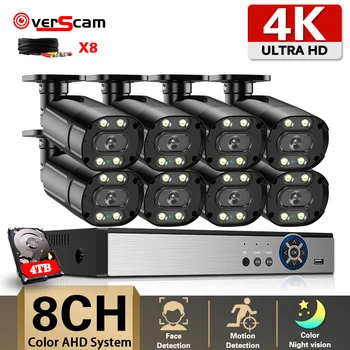 8 Kanālu CCTV DVR Komplekts 4K Pilnu Krāsu Nakts Redzamības AHD Drošības Kameras Sistēmas Komplekts Āra Wateproof Video Novērošanas Sistēmas Komplekts