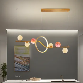 Ziemeļvalstu Dinning Room Piekariņu Gaismas Mūsdienu ilgi Tips LED Pendant Lampas Veikals/Virtuves Stikla Bumba Karājas lampas, gaismas Ķermeņi,