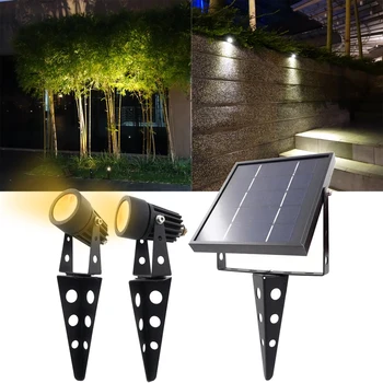 Mini 50X Atjauninātas Visas Metāla Dvīņu Saules Powered LED Āra Ainavu, dārzu dekorēšana Uzmanības centrā Ūdensizturīgs 5m Kabeli, dārza lampas