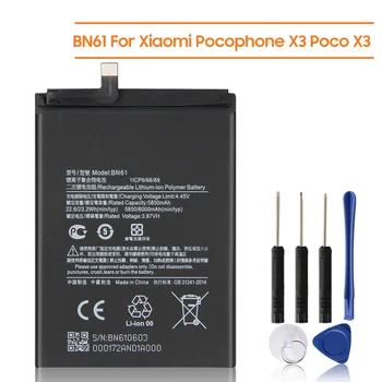 Rezerves Akumulators BN61 Par Xiaomi Pocophone X3 Poco X3 Uzlādējams Akumulators 6000mAh