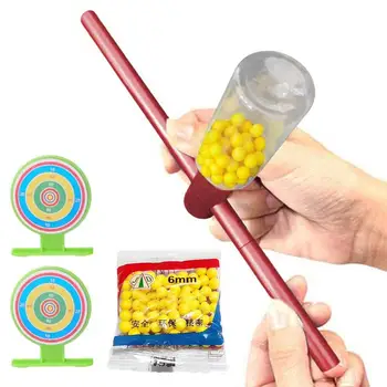 Mīksto Pinball Launcher Maza Bumba Šāvēja Sprēgāšana Caurulīti, Āra Bērnu Rotaļu Alumīnija Sakausējuma Imitācija Bambusa Plostiem Šaušanu Rotaļlietas