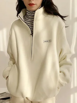 Korejas Siltu Vilnas Hoodies Sieviešu Ikdienas Kpop Modes Plus Velevt Sporta Krekls Top 2022 Rudens Ziemas Streetwear Sieviešu Sudadera