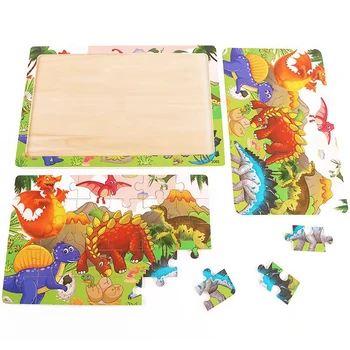 Koka 30pcs Puzles Bērniem, Dzīvnieku, Dinozauru Karikatūra Plaknes Puzzle Bērnu Agrīnās Izglītības un Intelektuālā Celtniecības Bloku Rotaļlieta Dāvana