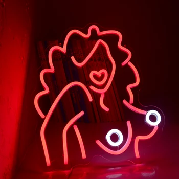 Seksīga Rudmate Sieviete Neona Zīme, Krūtis Krūtis, LED Gaismas, USB Elektriski Regulējamas Ķermeņa Neona Gaismas, Dāvanas, meitenes, zēni, Sievietes LED Zīmes