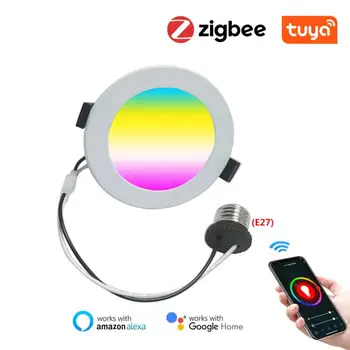 Tuya Smart Home RGB Intensitāti Downlight Krāsains Vietas, LED Lampas, Padziļinājumā Kārta Gaismas Darbojas Ar Alexa, Google Home